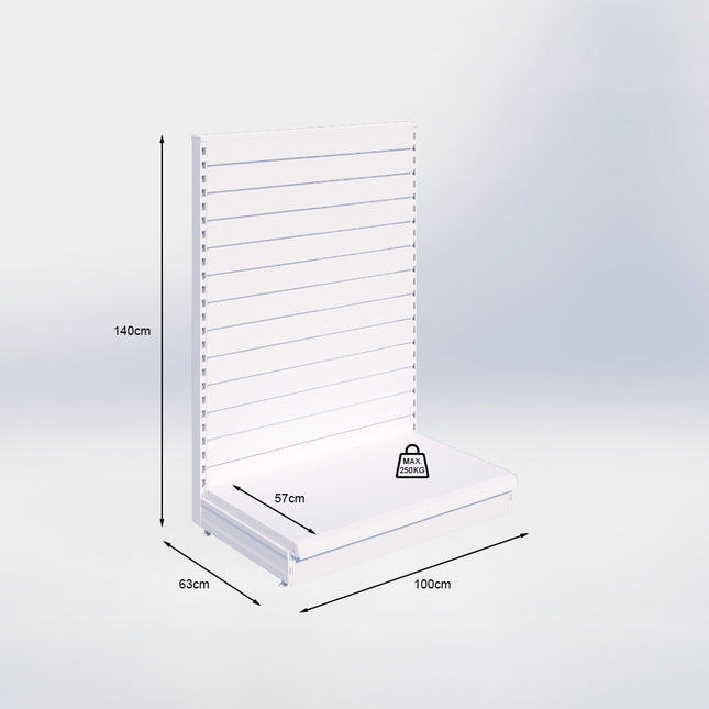Kopstelling slatwall - H140 x B100 x D57 cm - 1 niveau - Grijs