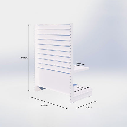 Kopstelling slatwall - H140 x B100 x D57 cm - 2 niveaus - Zwart