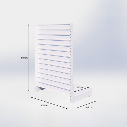 Kopstelling slatwall - H140 x B100 x D57 cm - 1 niveau - Grijs