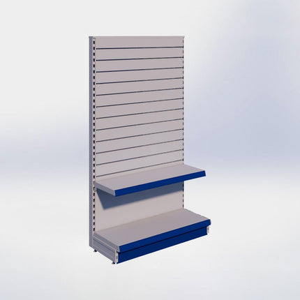 Kopstelling slatwall - H180 x B100 x D37 cm - 2 niveaus - Grijs