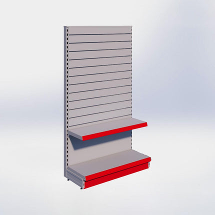 Kopstelling slatwall - H180 x B100 x D37 cm - 2 niveaus - Grijs