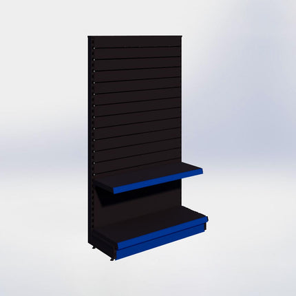 Kopstelling slatwall - H180 x B100 x D37 cm - 2 niveaus - Zwart