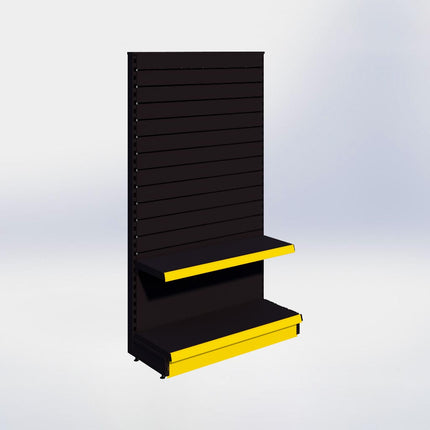 Kopstelling slatwall - H180 x B100 x D37 cm - 2 niveaus - Zwart