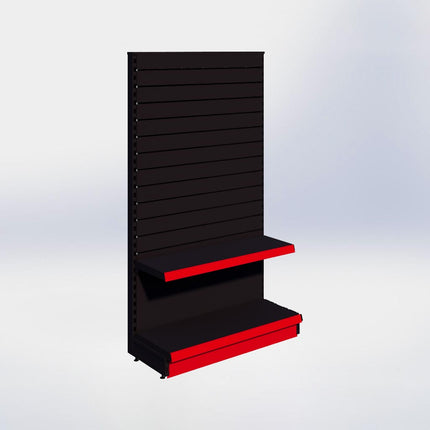 Kopstelling slatwall - H180 x B100 x D37 cm - 2 niveaus - Zwart