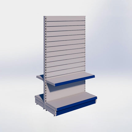 Middenstelling slatwall - H180 x B100 x D37 cm - 2 niveaus - Grijs
