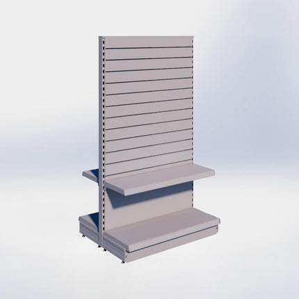 Middenstelling slatwall - H180 x B100 x D37 cm - 2 niveaus - Grijs