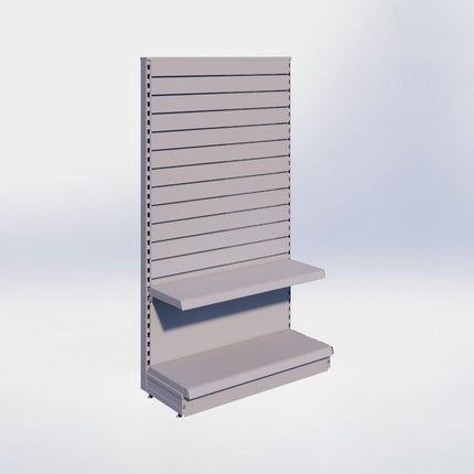 Kopstelling slatwall - H180 x B100 x D37 cm - 2 niveaus - Grijs