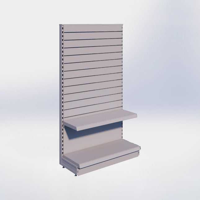 Kopstelling slatwall - H180 x B100 x D37 cm - 2 niveaus - Grijs