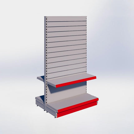 Middenstelling slatwall - H180 x B100 x D37 cm - 2 niveaus - Grijs