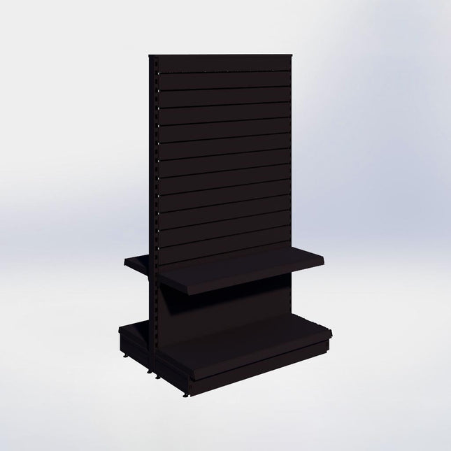 Middenstelling slatwall - H180 x B100 x D37 cm - 2 niveaus - Zwart