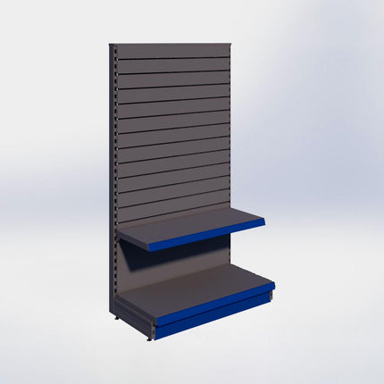 Kopstelling slatwall - H180 x B100 x D47 cm - 2 niveaus - Antraciet