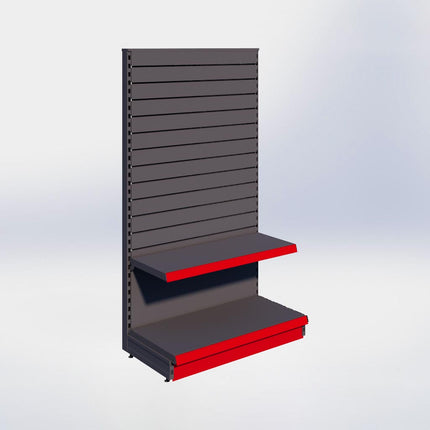Kopstelling slatwall - H180 x B100 x D47 cm - 2 niveaus - Antraciet