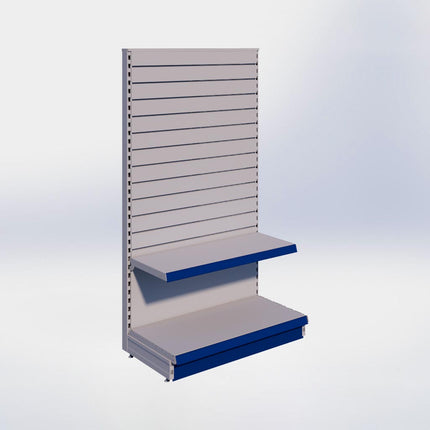 Kopstelling slatwall - H180 x B100 x D47 cm - 2 niveaus - Grijs