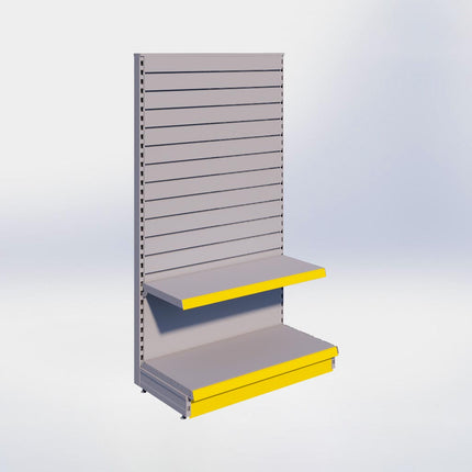 Kopstelling slatwall - H180 x B100 x D47 cm - 2 niveaus - Grijs