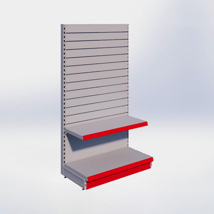Kopstelling slatwall - H180 x B100 x D47 cm - 2 niveaus - Grijs