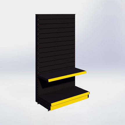 Kopstelling slatwall - H180 x B100 x D47 cm - 2 niveaus - Zwart