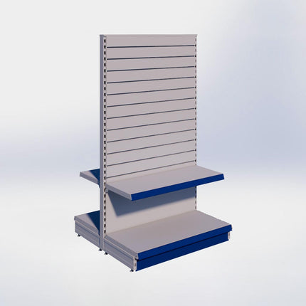 Middenstelling slatwall - H180 x B100 x D47 cm - 2 niveaus - Grijs