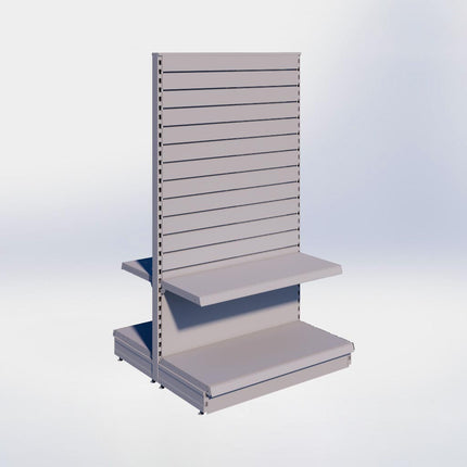 Middenstelling slatwall - H180 x B100 x D47 cm - 2 niveaus - Grijs