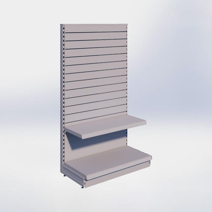 Kopstelling slatwall - H180 x B100 x D47 cm - 2 niveaus - Grijs