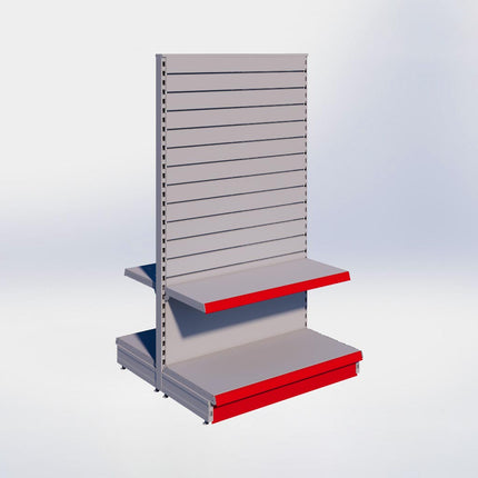 Middenstelling slatwall - H180 x B100 x D47 cm - 2 niveaus - Grijs