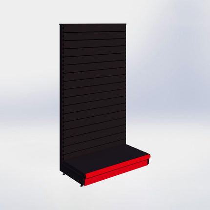 Kopstelling slatwall - H180 x B100 x D47 cm - 1 niveau - Zwart