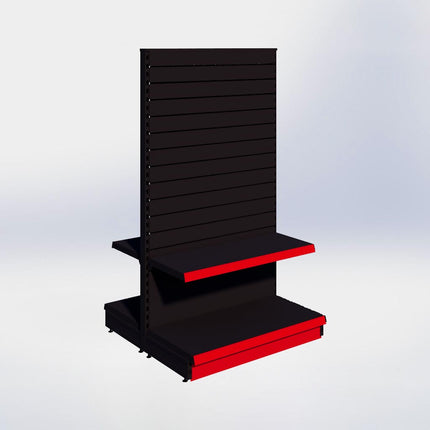 Middenstelling slatwall - H180 x B100 x D47 cm - 2 niveaus - Zwart
