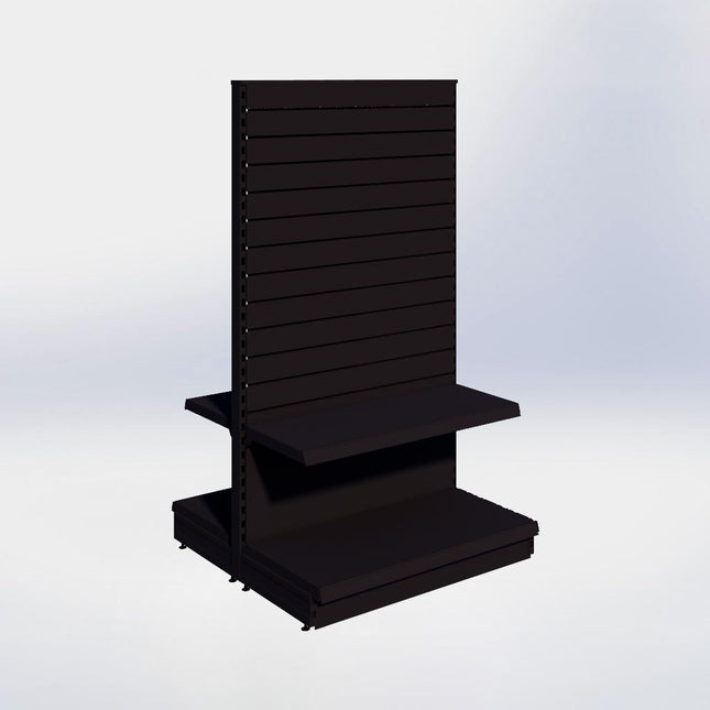 Middenstelling slatwall - H180 x B100 x D47 cm - 2 niveaus - Zwart