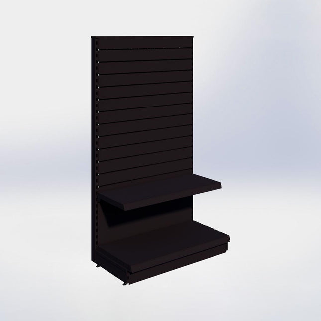 Kopstelling slatwall - H180 x B100 x D47 cm - 2 niveaus - Zwart