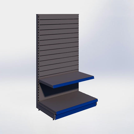 Kopstelling slatwall - H180 x B100 x D57 cm - 2 niveaus - Antraciet