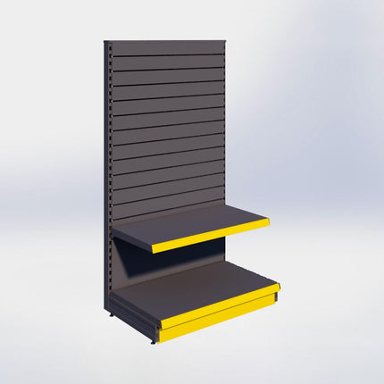 Kopstelling slatwall - H180 x B100 x D57 cm - 2 niveaus - Antraciet