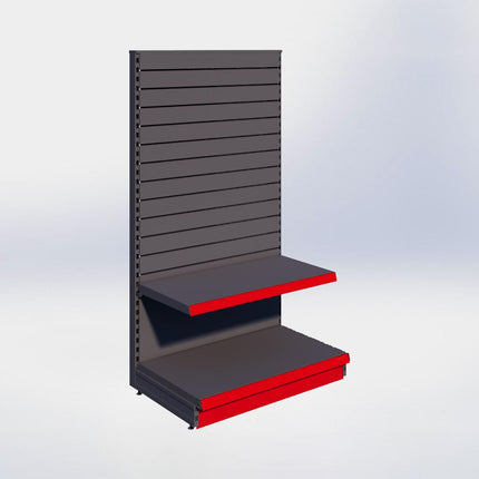 Kopstelling slatwall - H180 x B100 x D57 cm - 2 niveaus - Antraciet