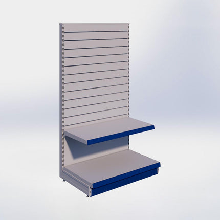 Kopstelling slatwall - H180 x B100 x D57 cm - 2 niveaus - Grijs
