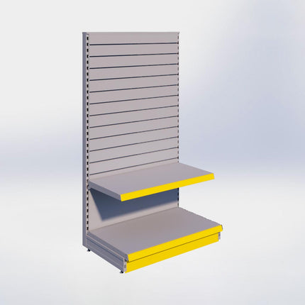 Kopstelling slatwall - H180 x B100 x D57 cm - 2 niveaus - Grijs