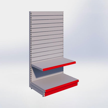 Kopstelling slatwall - H180 x B100 x D57 cm - 2 niveaus - Grijs