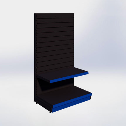 Kopstelling slatwall - H180 x B100 x D57 cm - 2 niveaus - Zwart