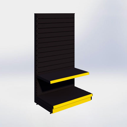 Kopstelling slatwall - H180 x B100 x D57 cm - 2 niveaus - Zwart