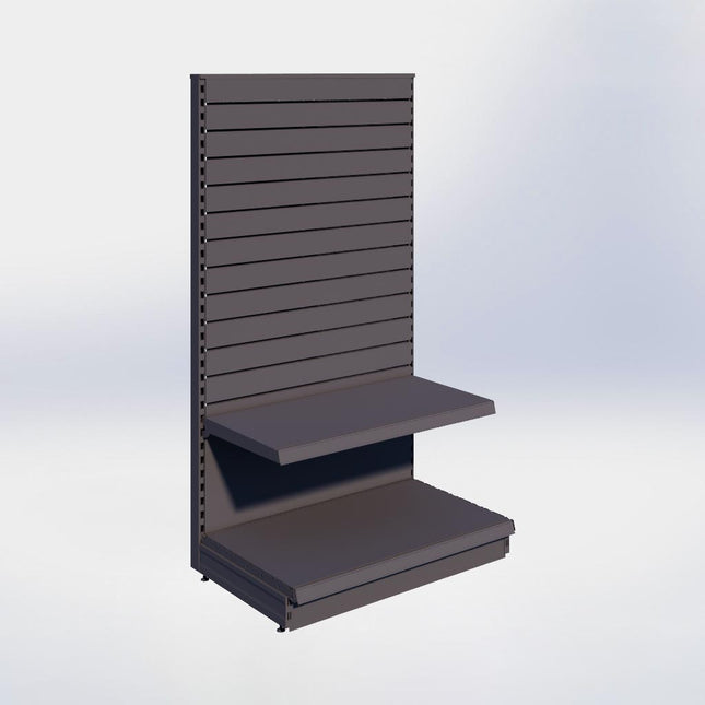 Kopstelling slatwall - H180 x B100 x D57 cm - 2 niveaus - Antraciet