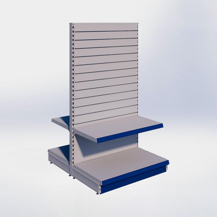 Middenstelling slatwall - H180 x B100 x D57 cm - 2 niveaus - Grijs