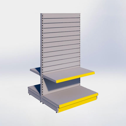 Middenstelling slatwall - H180 x B100 x D57 cm - 2 niveaus - Grijs