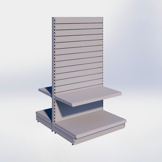 Middenstelling slatwall - H180 x B100 x D57 cm - 2 niveaus - Grijs