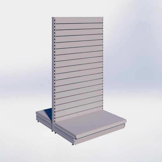 Middenstelling slatwall - H180 x B100 x D57 cm - 1 niveau - Grijs