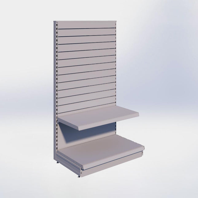 Kopstelling slatwall - H180 x B100 x D57 cm - 2 niveaus - Grijs