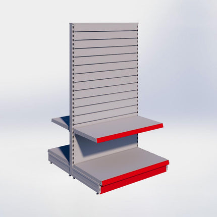 Middenstelling slatwall - H180 x B100 x D57 cm - 2 niveaus - Grijs