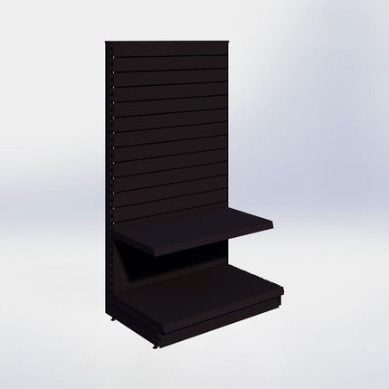 Kopstelling slatwall - H180 x B100 x D57 cm - 2 niveaus - Zwart