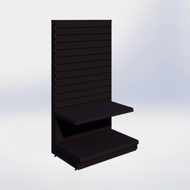 Kopstelling slatwall - H180 x B100 x D57 cm - 2 niveaus - Zwart