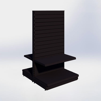 Middenstelling slatwall - H180 x B100 x D57 cm - 2 niveaus - Zwart