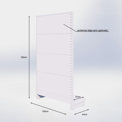 Kopstelling slatwall - H180 x B100 x D37 cm - 1 niveau - Grijs