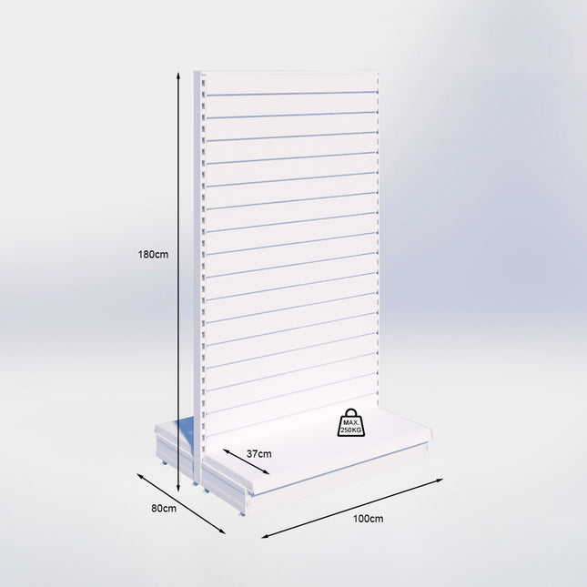 Middenstelling slatwall - H180 x B100 x D37 cm - 1 niveau - Antraciet