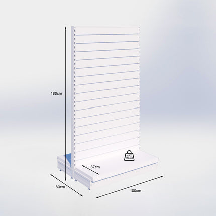 Middenstelling slatwall - H180 x B100 x D37 cm - 1 niveau - Grijs