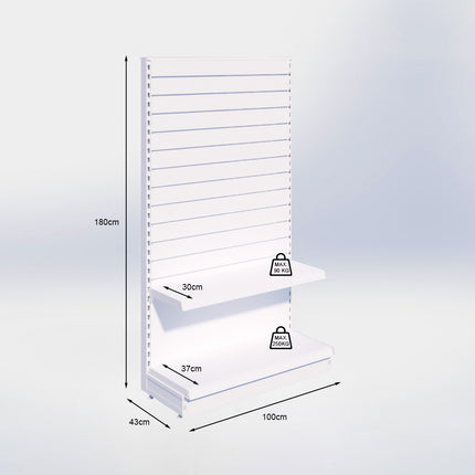 Kopstelling slatwall - H180 x B100 x D37 cm - 2 niveaus - Zwart